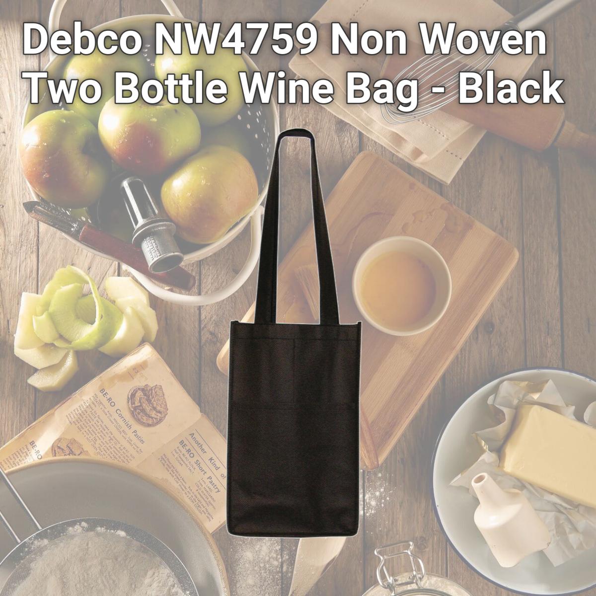 Picture of Debco NW4759 Non Woven Two Bottle Wine Bag - Black 
