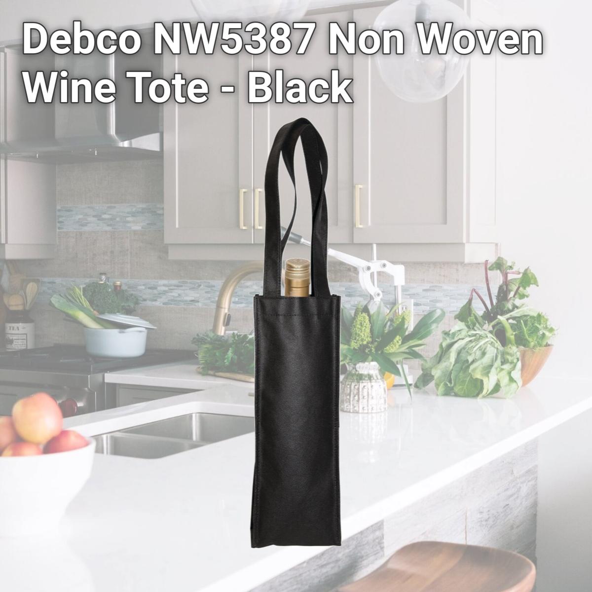 Picture of Debco NW5387 Non Woven Wine Tote - Black 