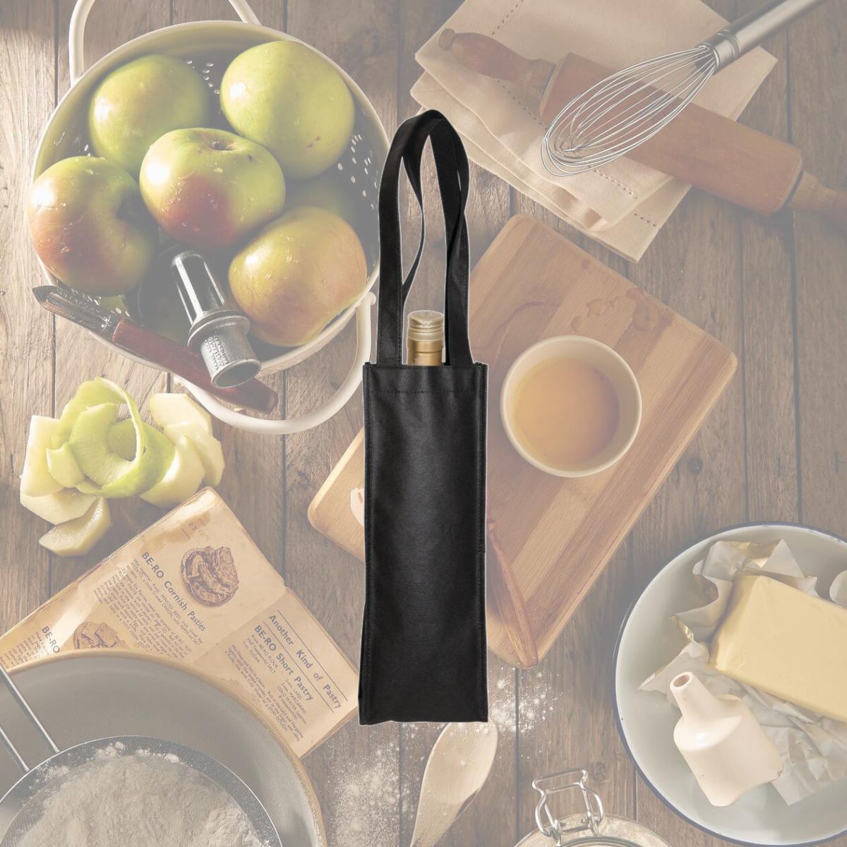 Picture of Debco NW5387 Non Woven Wine Tote - Black 