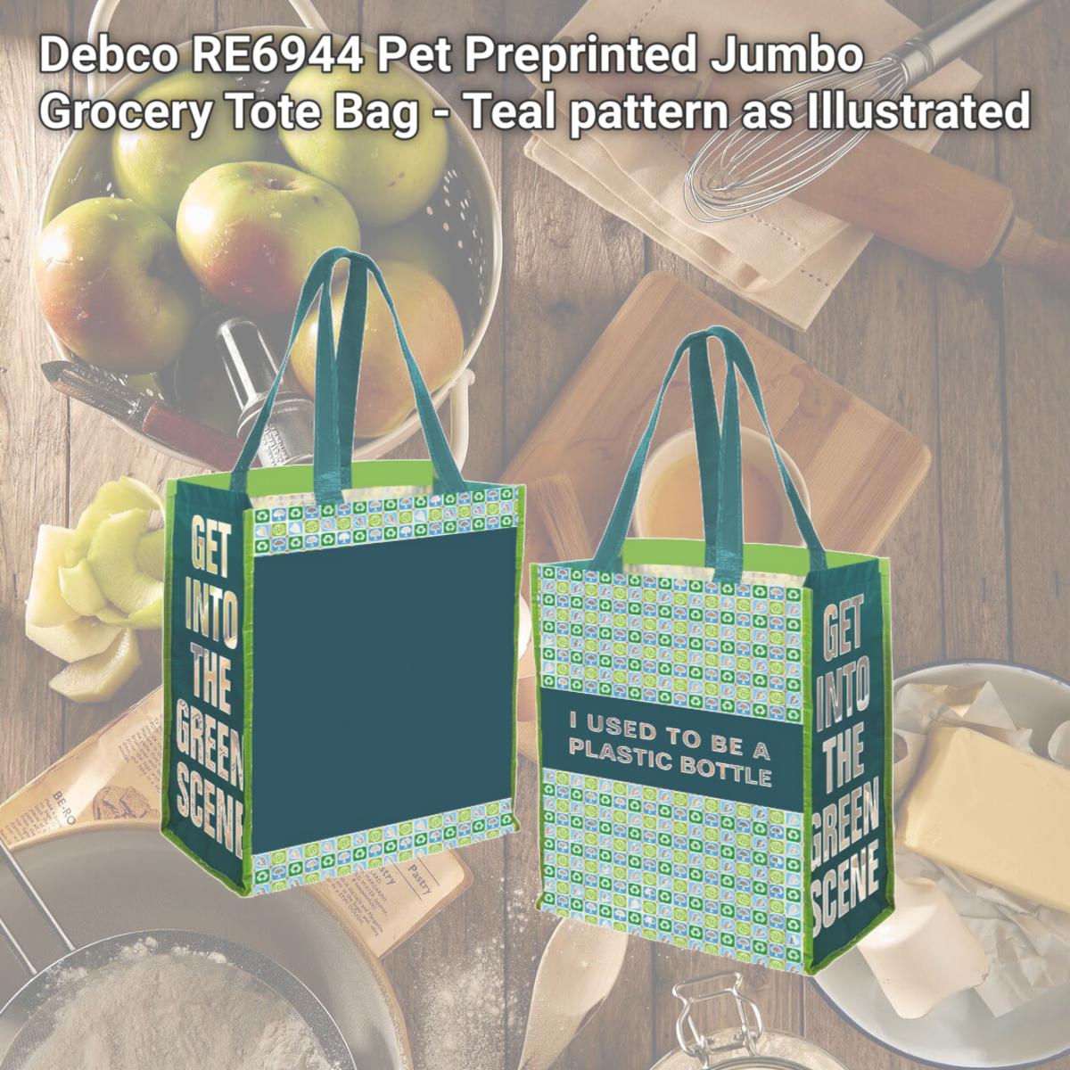 Picture of Debco RE6944 Pet Preprinted Jumbo Grocery Tote Bag - Teal pattern as Illustrated