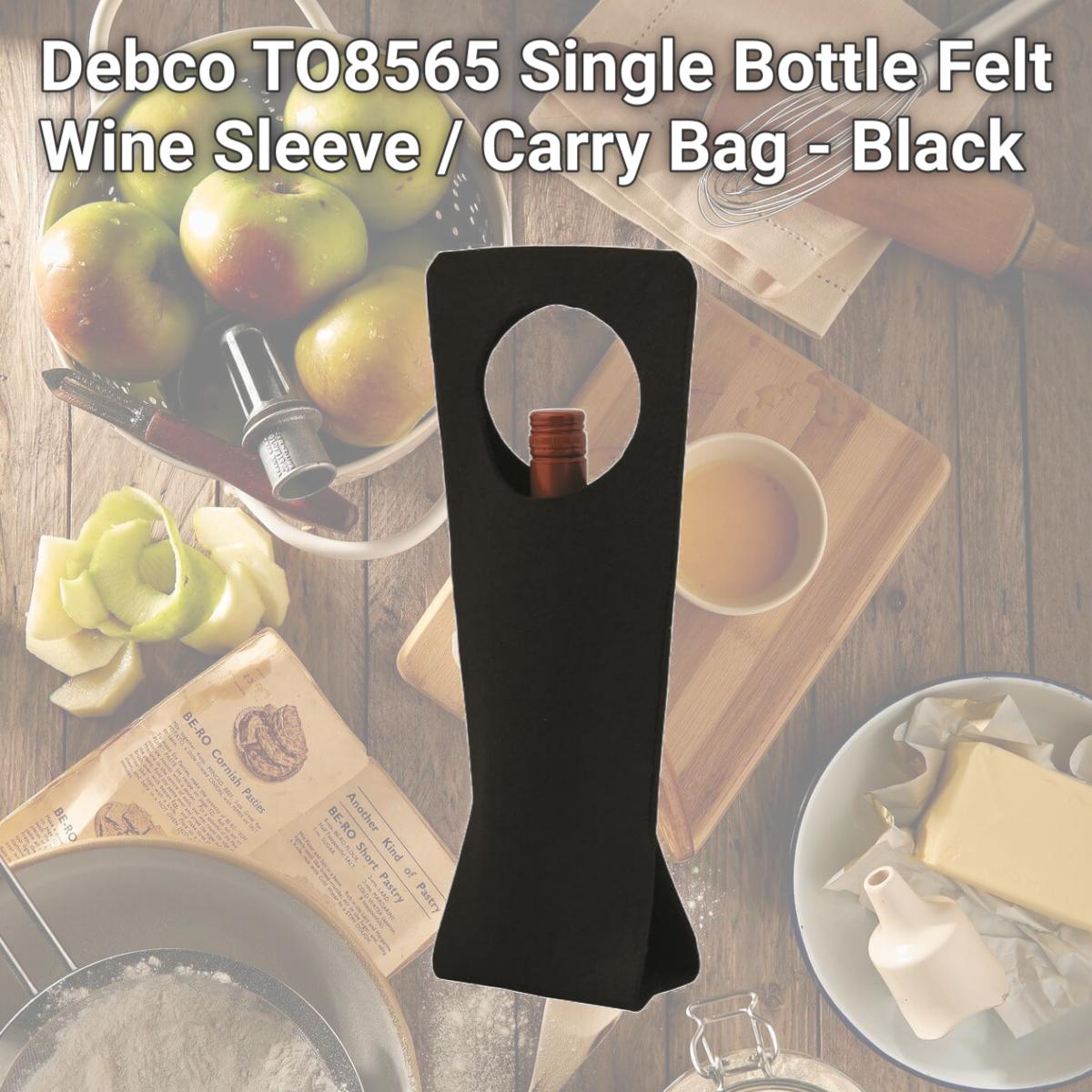Picture of Debco TO8565 Single Bottle Felt Wine Sleeve / Carry Bag - Black 