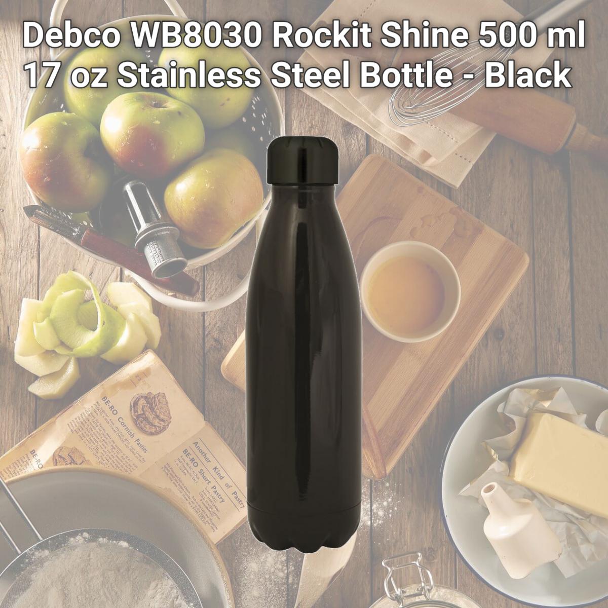 Picture of Debco WB8030 Rockit Shine 500 ml 17 oz Stainless Steel Bottle - Black 