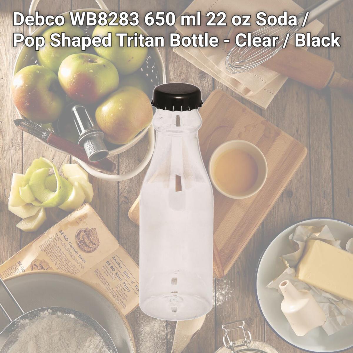 Picture of Debco WB8283 650 ml 22 oz Soda / Pop Shaped Tritan Bottle - Clear / Black 