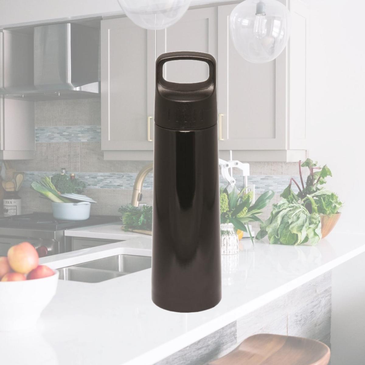 Picture of Debco WB8644 750 ml 25 oz Single Walled Stainless Steel Bottle - Black 