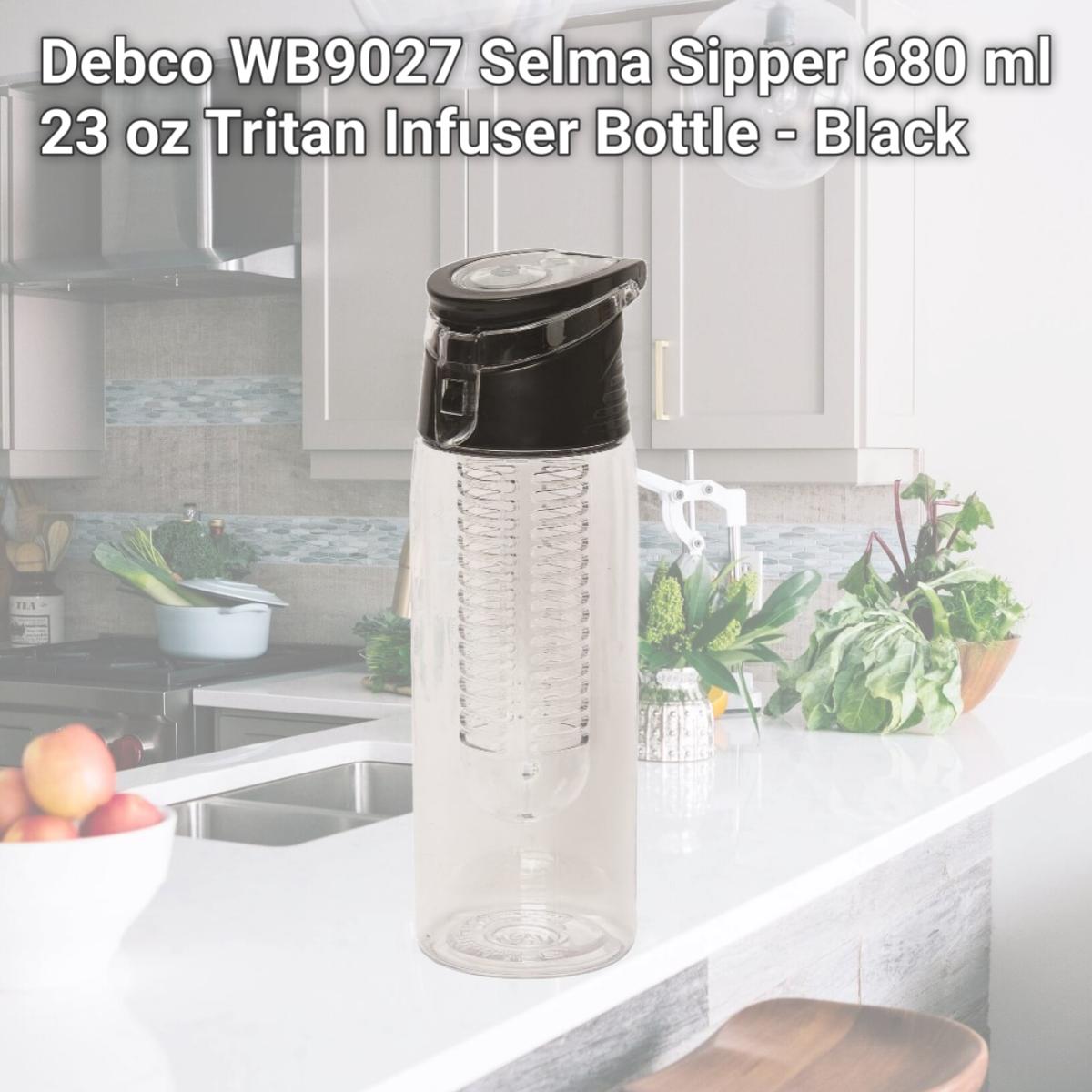 Picture of Debco WB9027 Selma Sipper 680 ml 23 oz Tritan Infuser Bottle - Black 