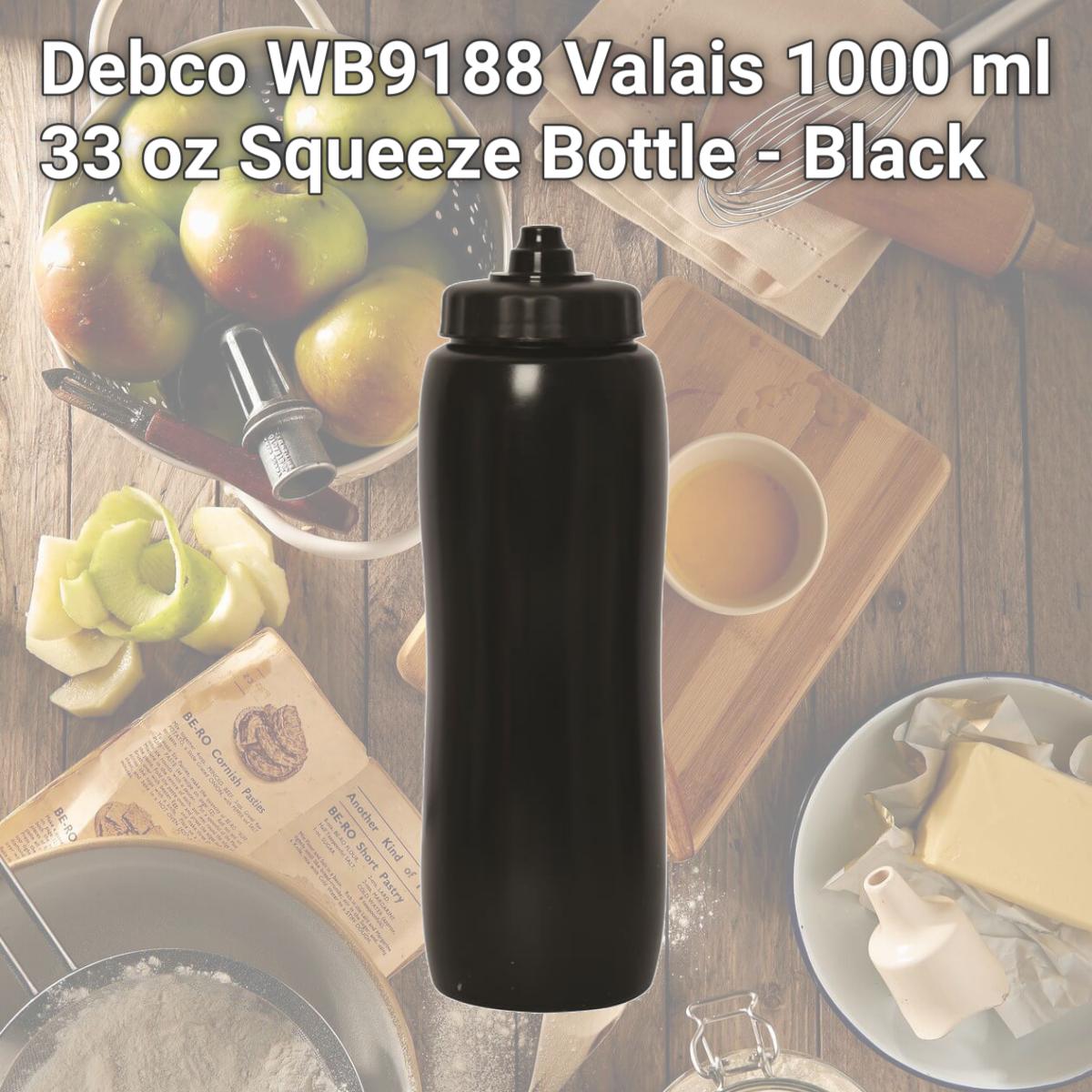 Picture of Debco WB9188 Valais 1000 ml 33 oz Squeeze Bottle - Black 