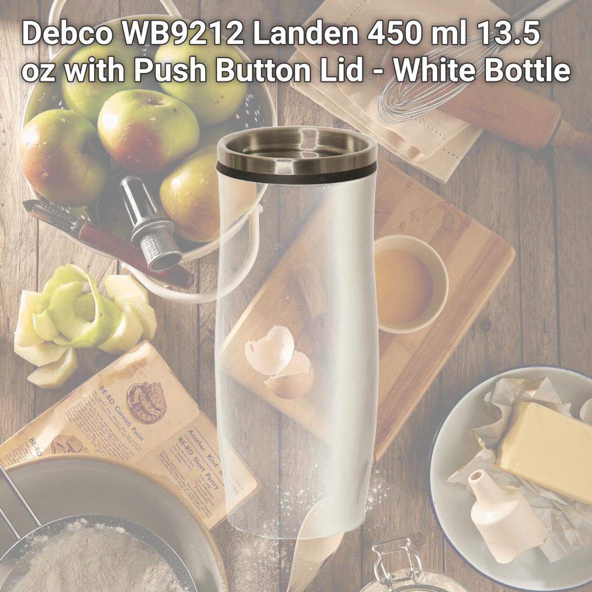 Picture of Debco WB9212 Landen 450 ml 13.5 oz with Push Button Lid - White Bottle 