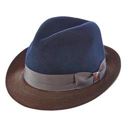 UPC 016698819145 product image for Santana SAN185-NAVY4 Wool Pinch Fedora Hat with Leather Navy 4 - Extra Large | upcitemdb.com