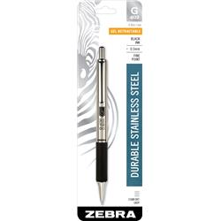 Zebra Pen 49211 0.5 Mm G402 Stainless Steel Retractable Gel Pen, Black - Pack Of 12