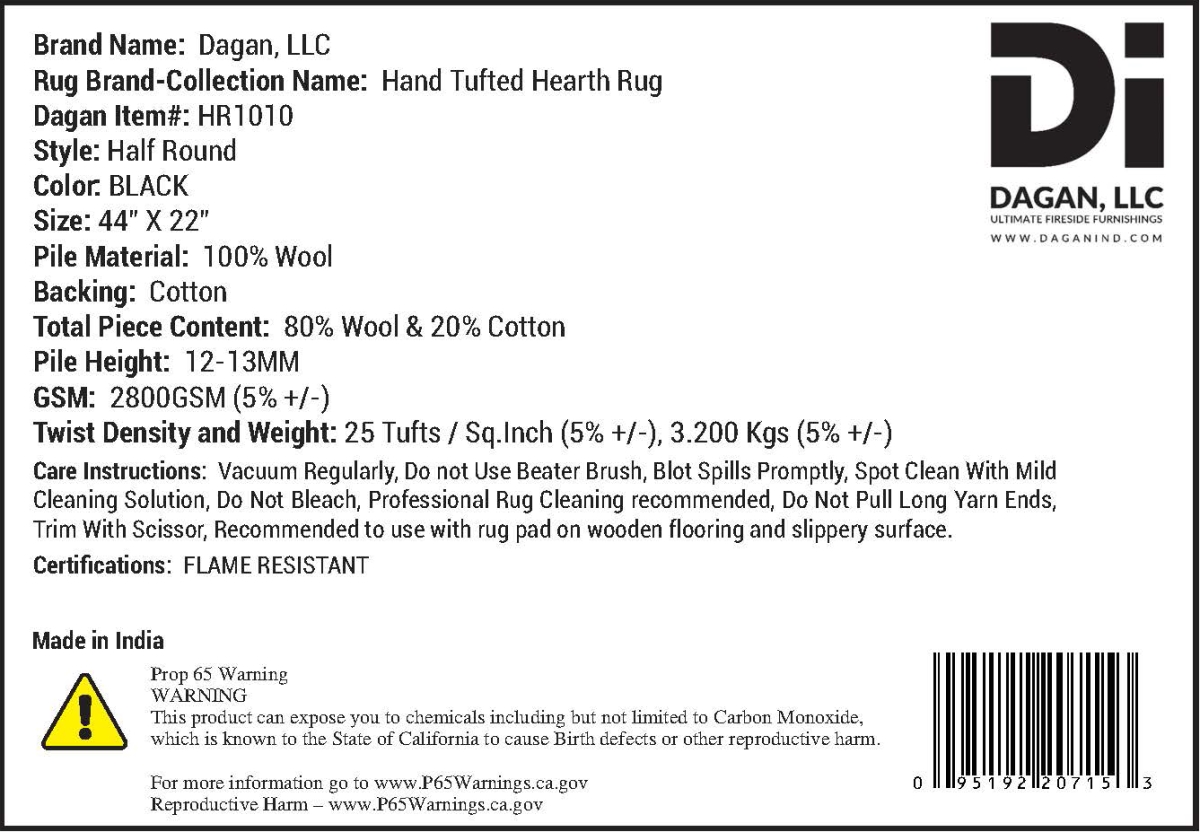 Picture of Dagan&#44; LLC HR1010 100% Wool Hearth Rug