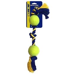Usa Ps80334 2.5 In. Twisted Chews - Medium 3 Knot Cotton Rope With 2 Tennis Balls