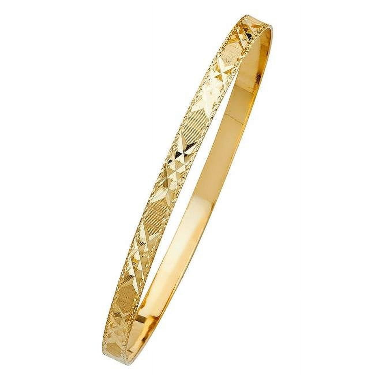 Gl-0110 14k Yellow Gold Diamond-cut 5 Mm Solid Bangle Bracelet