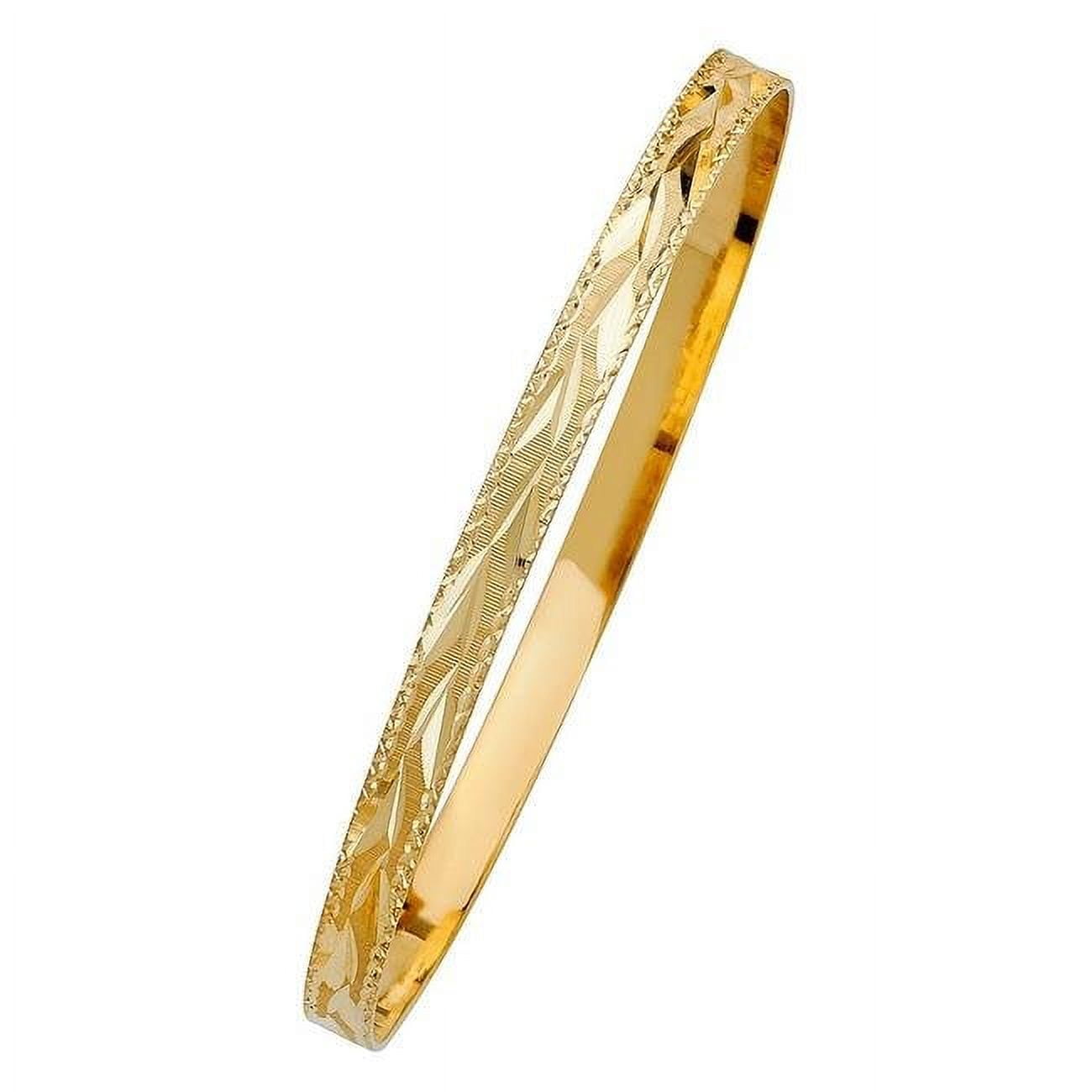 Gl-0111 14k Yellow Gold Diamond-cut 5 Mm Solid Bangle Bracelet
