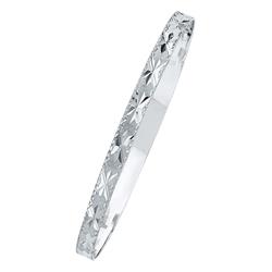 Gl-0143 14k White Gold Diamond-cut 5 Mm Solid Bangle Bracelet