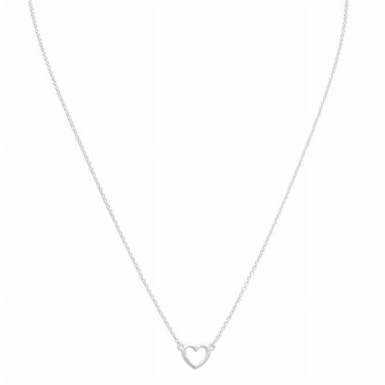 33975 Sterling Silver Matte Cut-out Heart Necklace