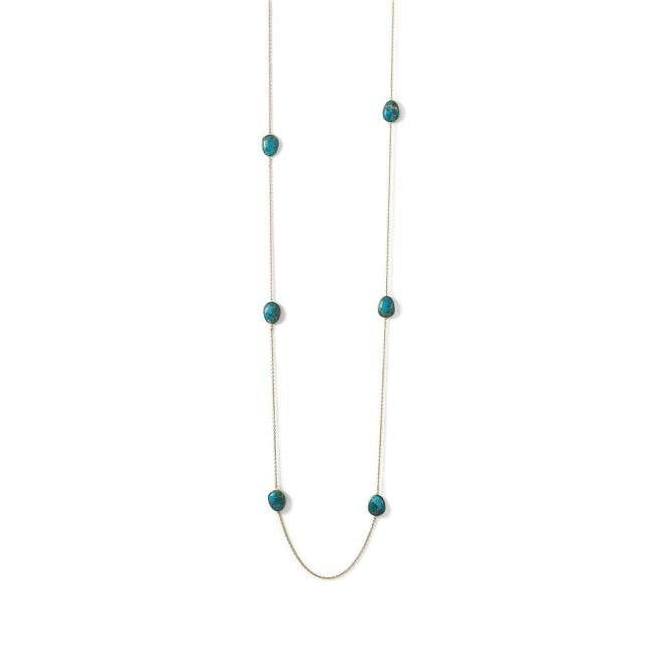 34162 36 In. 14k Yellow Gold Plated Sterling Silver Turquoise Endless Necklace