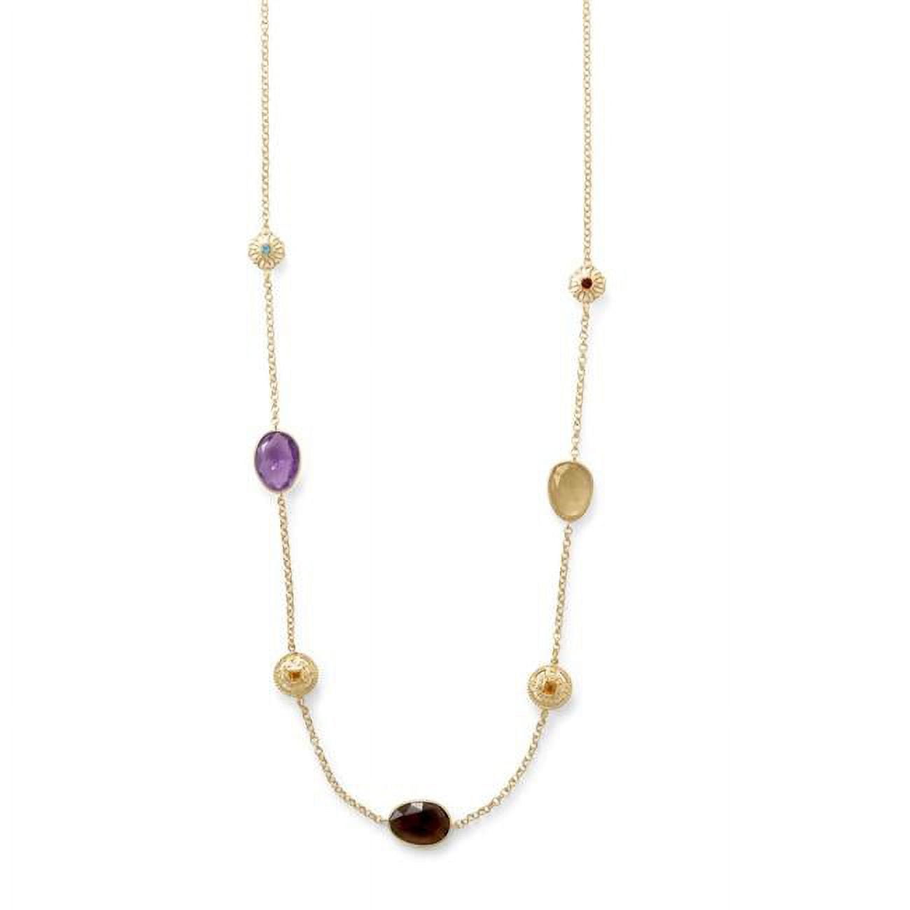 34240x 24 In. 14k Yellow Gold Plated Sterling Silver Multi Gemstone Necklace