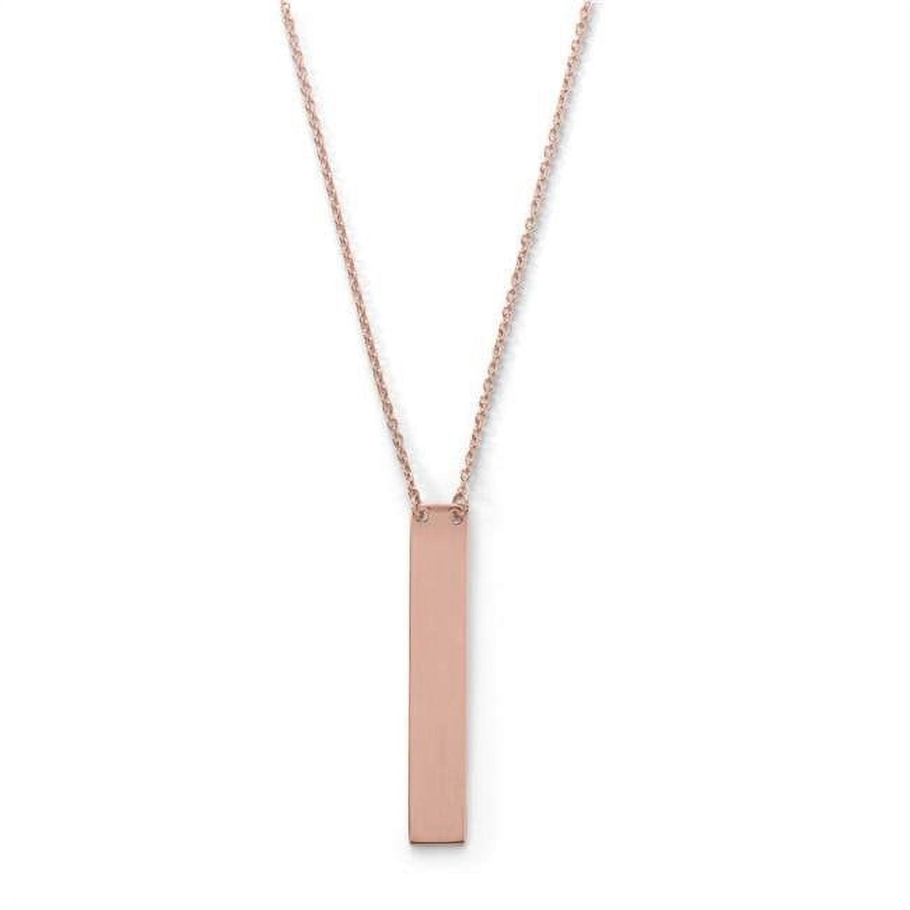 34258x 14k Rose Gold Plated Sterling Silver Vertical Bar Necklace