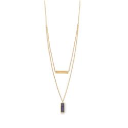 34262x 14k Gold Plated Sterling Silver Labradorite Double Strand Bar Necklace