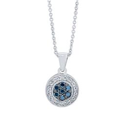 53271a2 Platinum & Silver Round Pendant With 0.26 Ct Blue & Natural White Diamonds