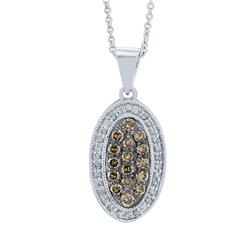53271g1 Platinum & Silver Pendant With 0.54 Ct Natural Brown & White Diamonds