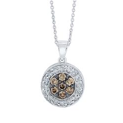 53271m1 Sterling Silver Pendant With 0.77 Ct Natural Brown & White Diamonds