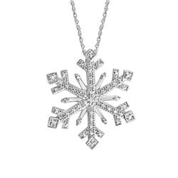 5spp001d-01 Sterling Silver Diamond Accent Snowflake Pendant Necklace