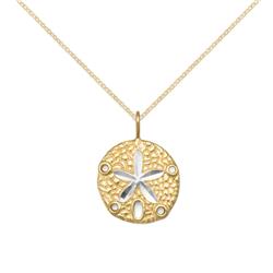 73231-16 16 In. 14k Yellow Gold Plated Sterling Silver Sand Dollar Pendant With 1.5 Mm Cable Chain