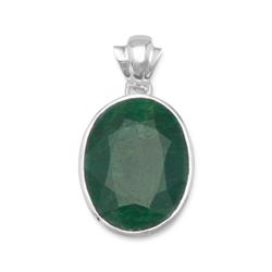 73520-dc118 18 In. Sterling Slver Oval-shaped Green Beryl Pendant With Diamond Cut Rope Chain