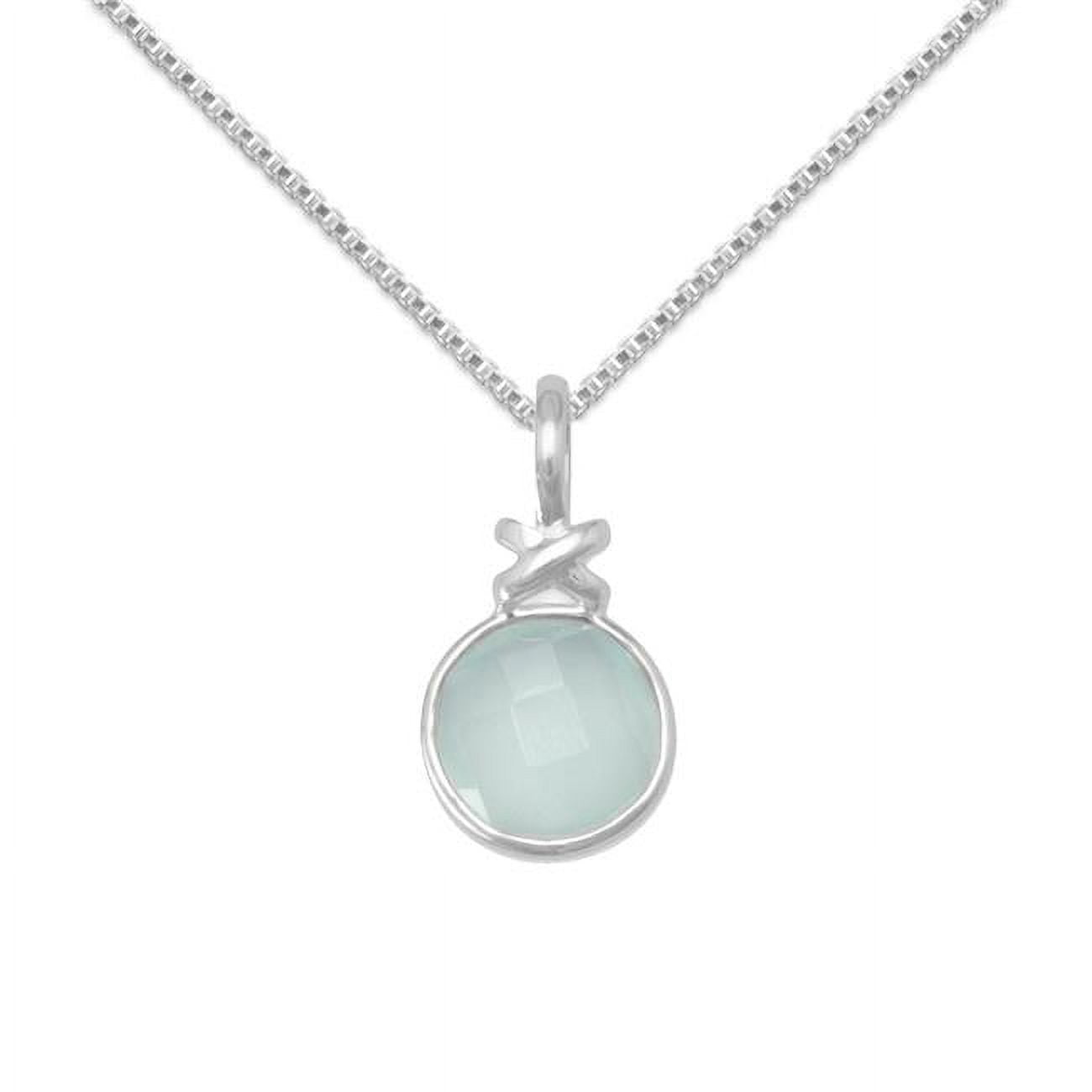 74298-24 24 In. Sterling Silver Round-shape X Design Pendant With 1.5 Mm Box Chain