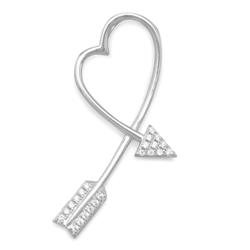 74496 Sterling Silver Cubic Zirconia Arrow Heart Slide Pendant