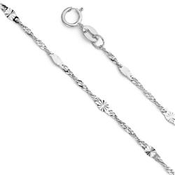 Ch-0479-180 18 In. 14k White Gold 1.4 Mm Thin & Dainty Stamped Singapore Chain
