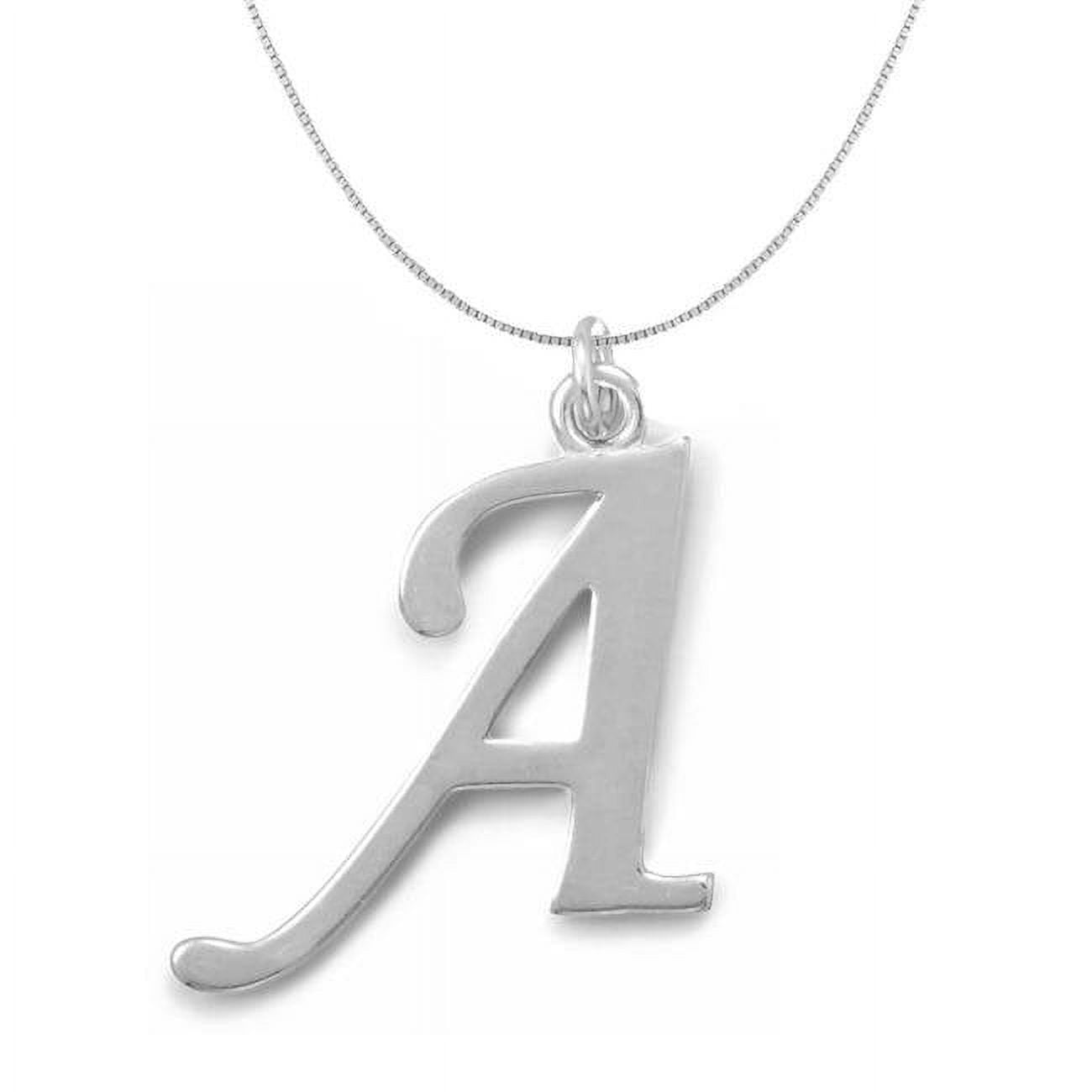 74661a-20 20 In. Sterling Silver Initial Letter A Pendant With 0.70 Mm Thin Box Chain
