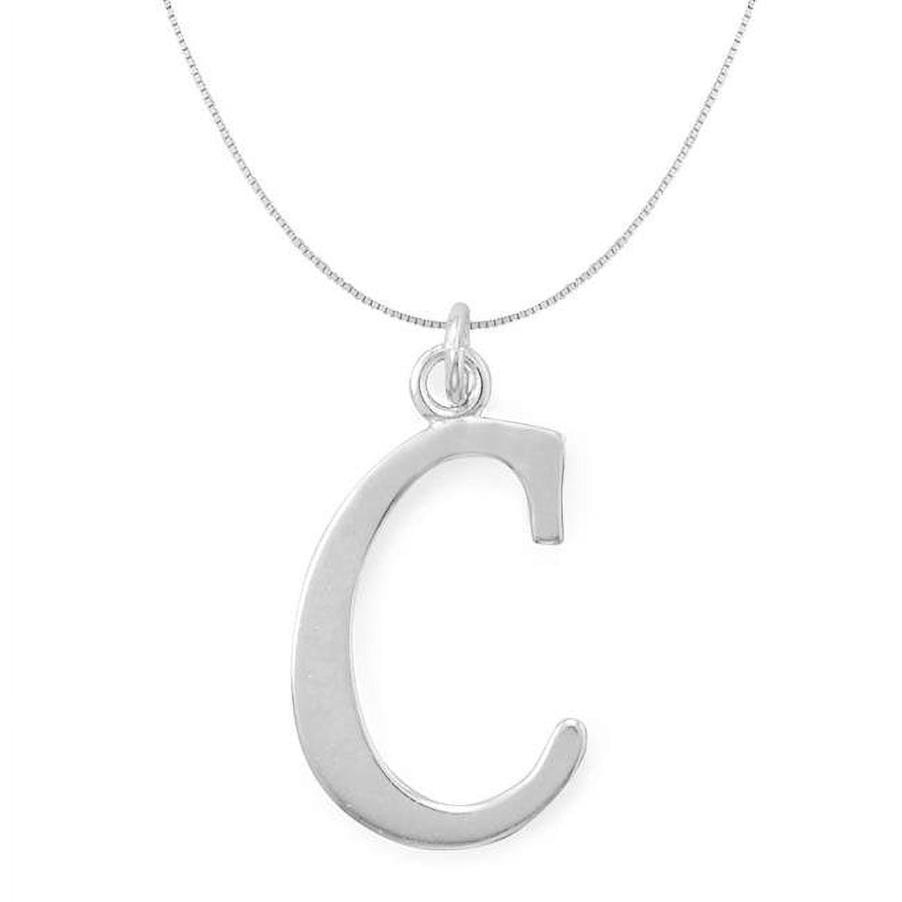 74661c-20 20 In. Sterling Silver Initial Letter C Pendant With 0.70 Mm Thin Box Chain