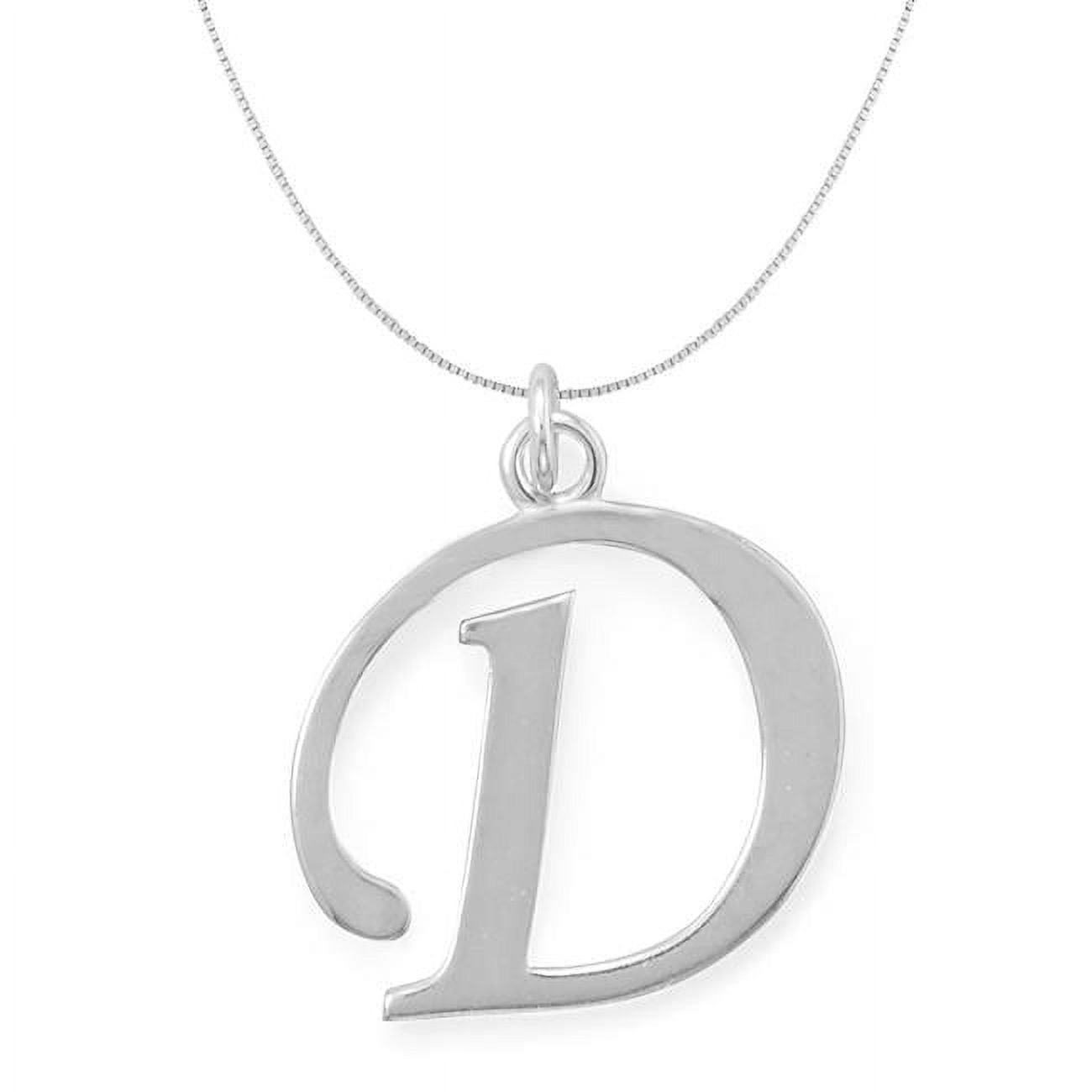 74661d-20 20 In. Sterling Silver Initial Letter D Pendant With 0.70 Mm Thin Box Chain