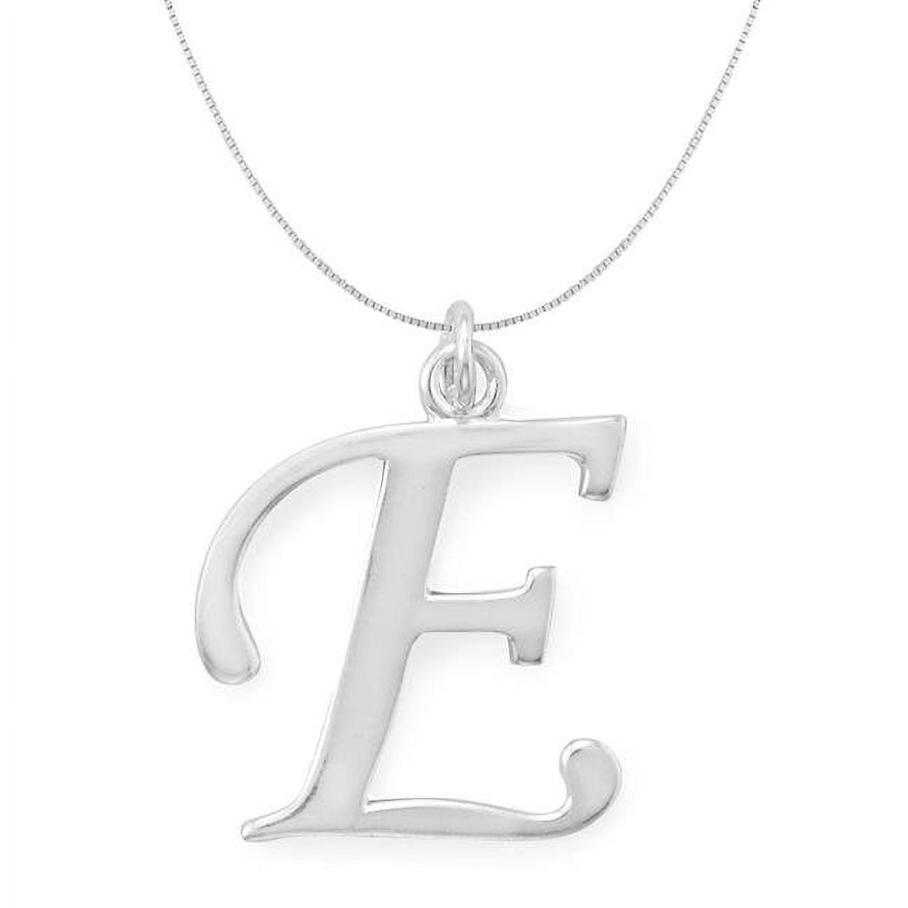 74661e-bx20 20 In. Sterling Silver Initial Letter E Pendant With 0.70 Mm Thin Box Chain