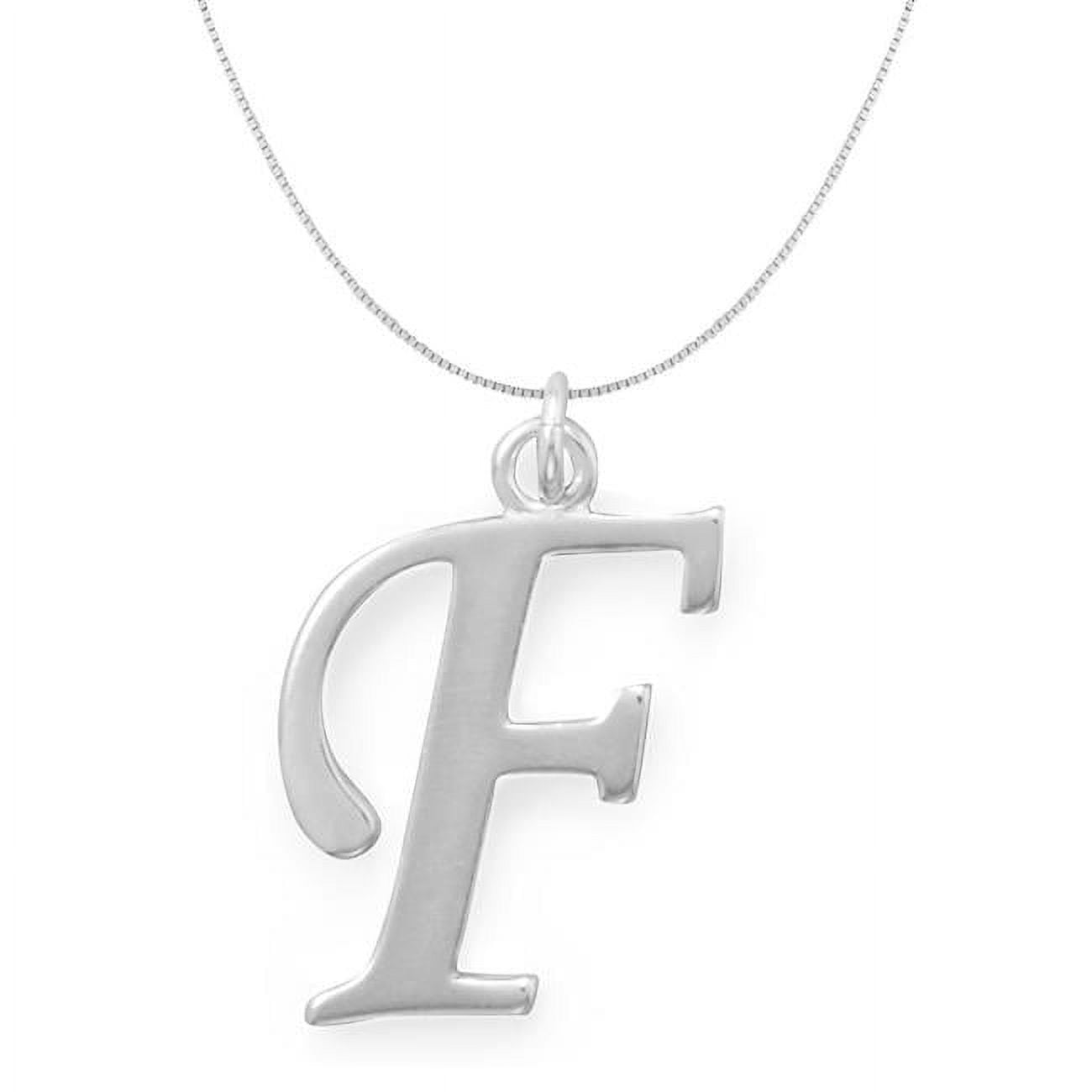 74661f-bx20 20 In. Sterling Silver Initial Letter F Pendant With 0.70 Mm Thin Box Chain
