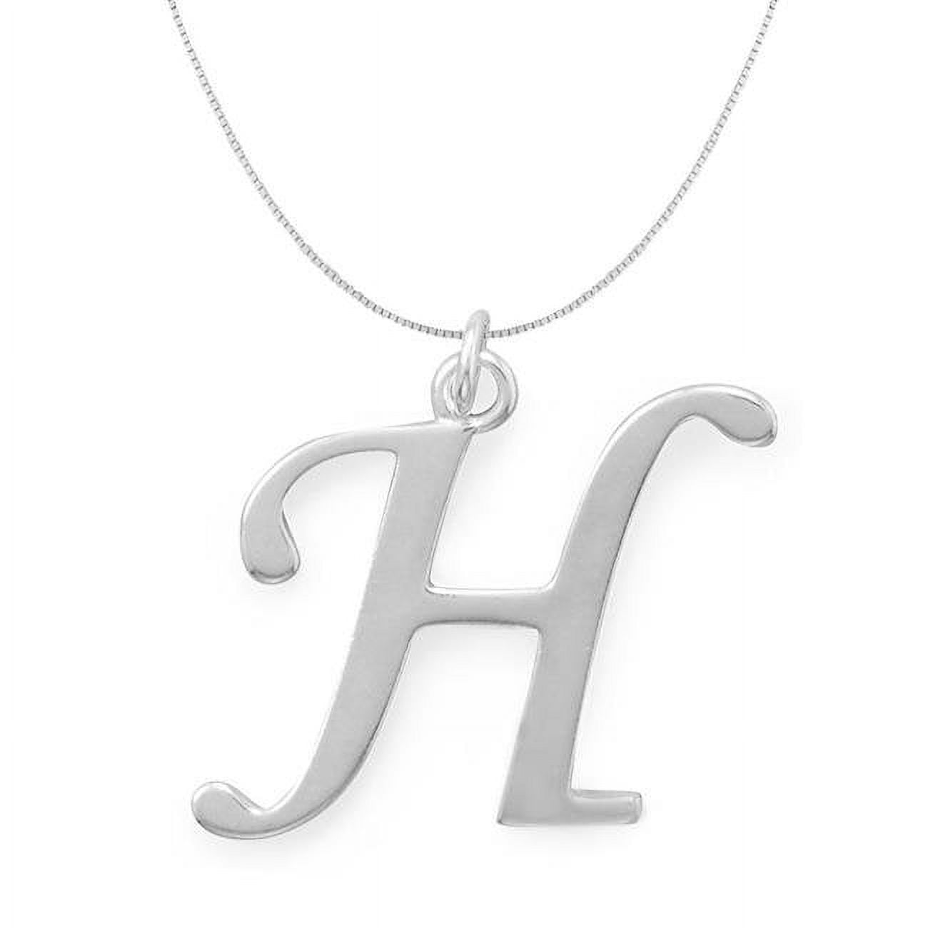 74661h-bx20 20 In. Sterling Silver Initial Letter H Pendant With 0.70 Mm Thin Box Chain