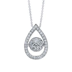 82719g Platinum & Silver Tear Drop Pendant With 0.52 Ct Natural White Diamonds