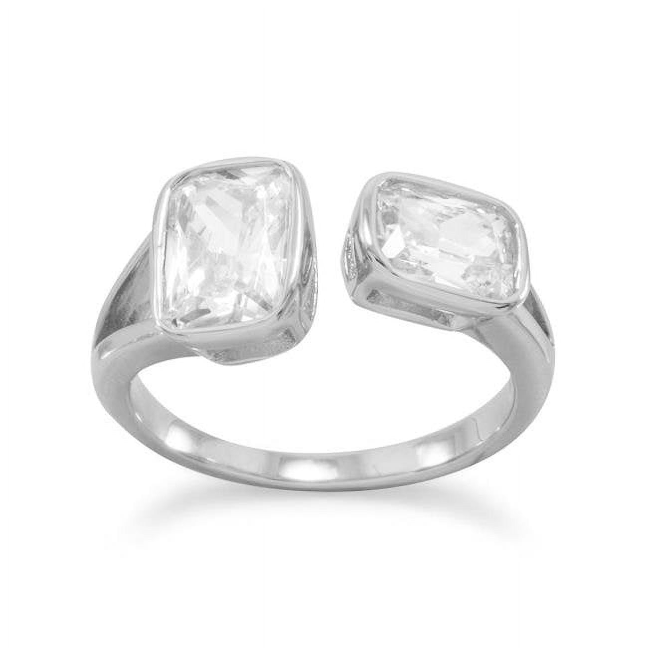 83700-7 Sterling Silver Geometric Cubic Zirconia Split Design Ring - Size 7