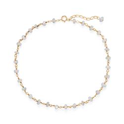 92116 14k Gold Plated Sterling Silver Rainbow Moonstone Anklet