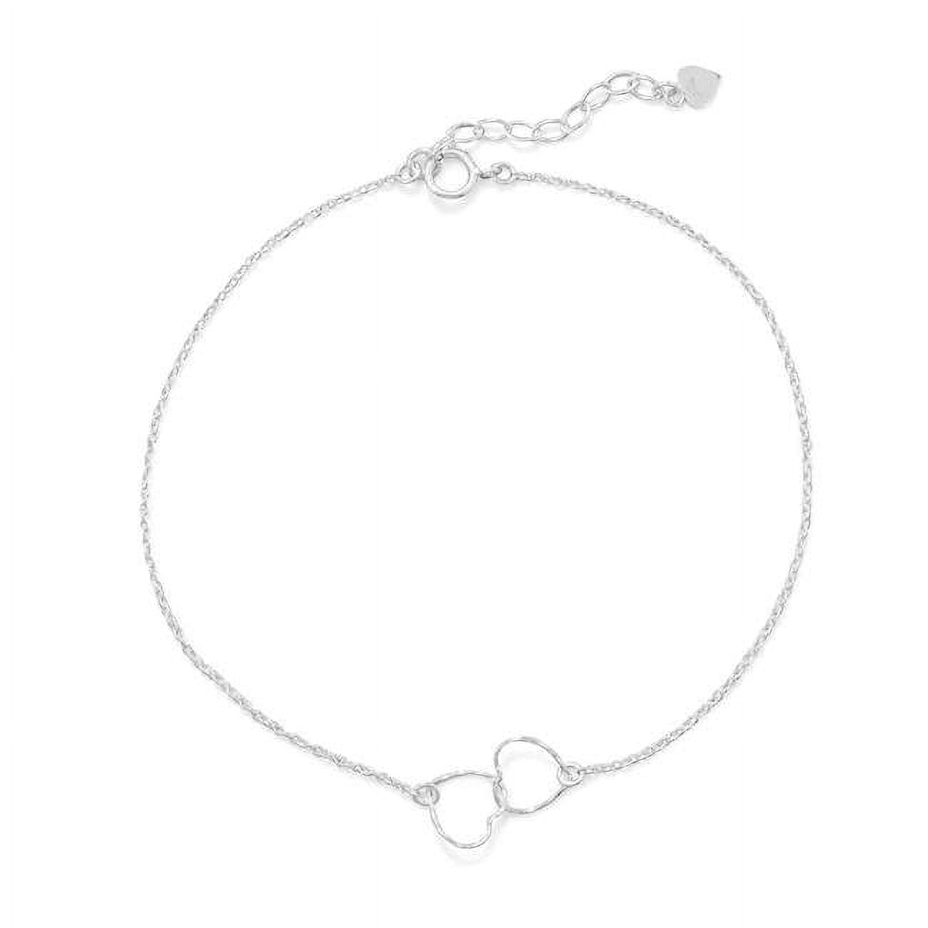 92143 Sterling Silver Intertwined Hearts Chain Anklet
