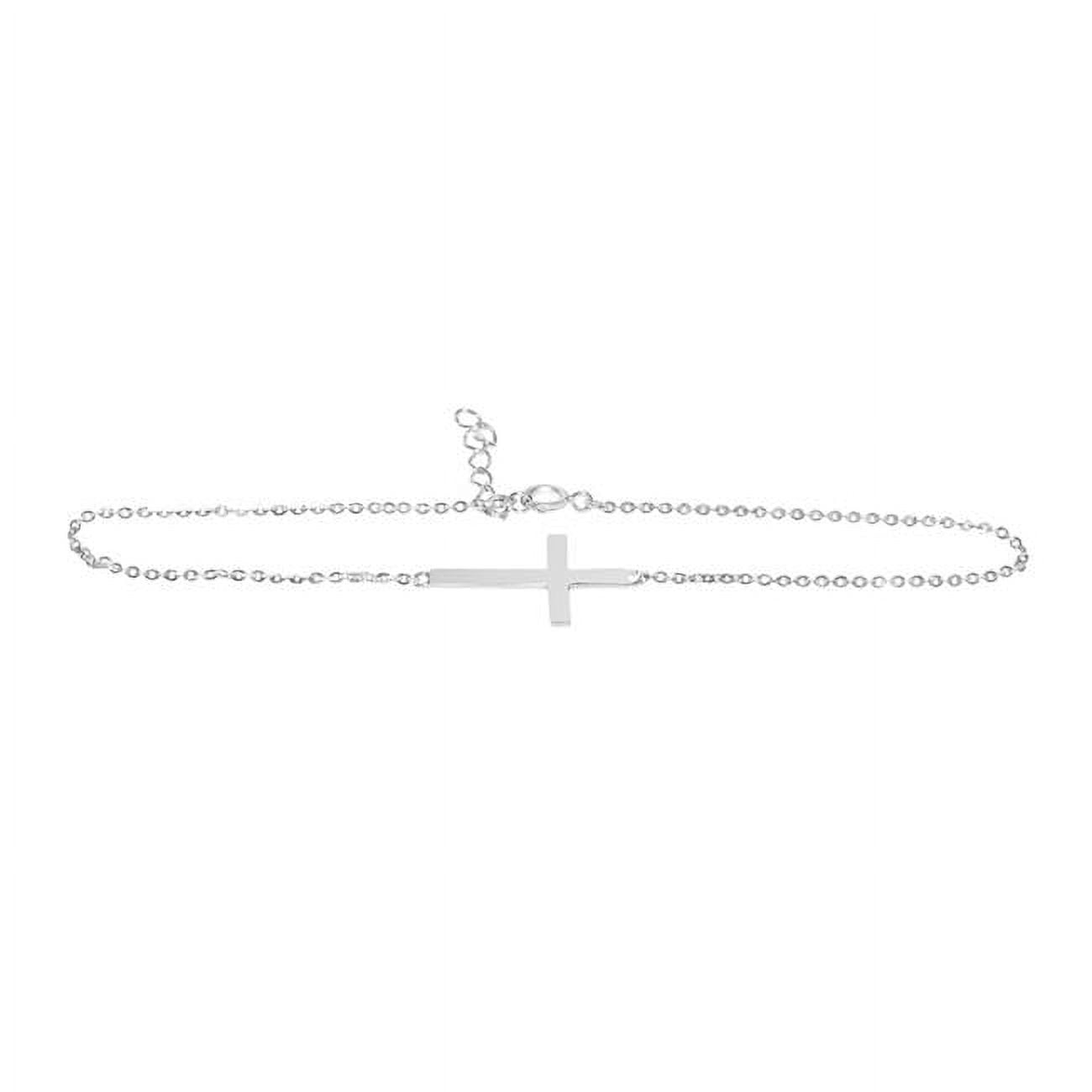 Jewelry 14k White Gold Sideways Cross Chain Bracelet