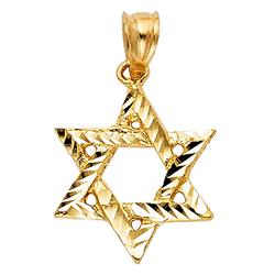 Jewelry 14k Yellow Gold Textured Star Of David Religious Pendant