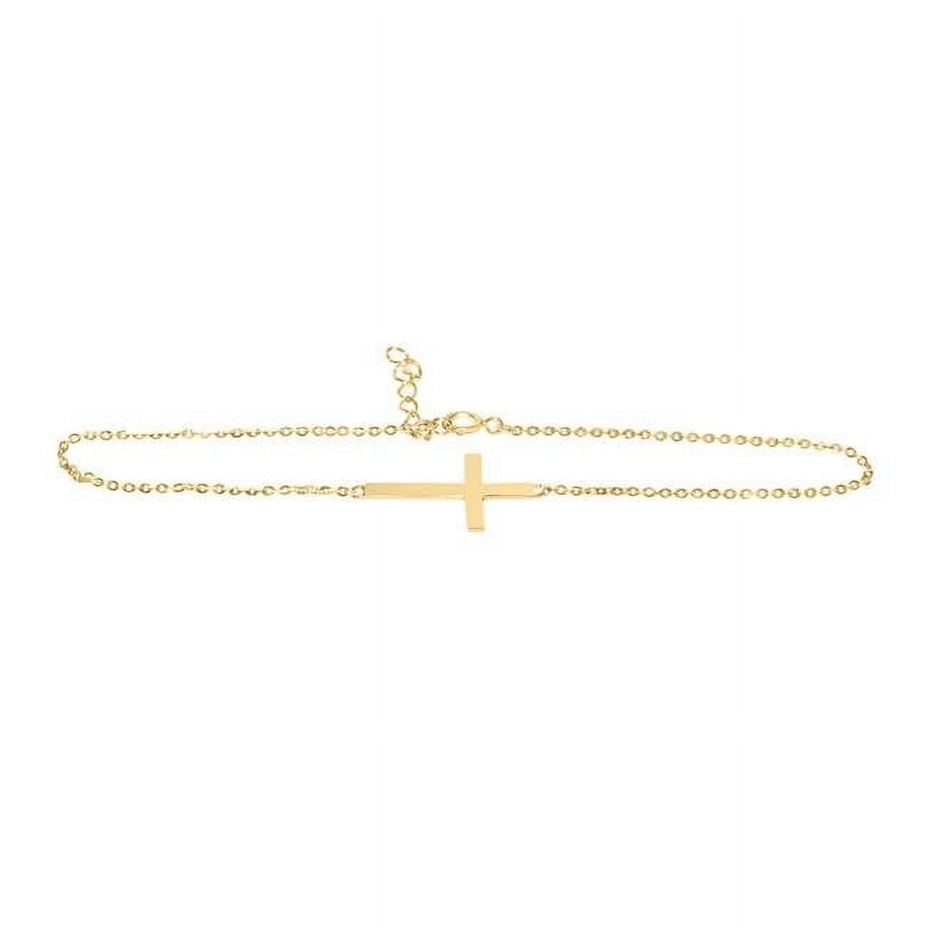 Ab-0316 14k Yellow Gold Sideways Cross Chain Bracelet