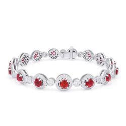 Jj1312 18k White Gold 7.65 Carat Tgw Red Spinel & White Diamond Bracelet