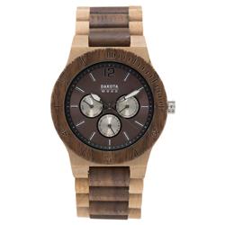 26333 Multi-function Maple & Walnut Wood Watch With Calendar