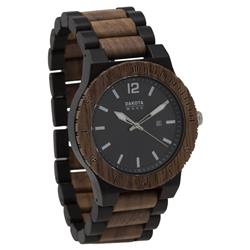 26342 Ebony & Walnut Wood Watch With Date Wheel