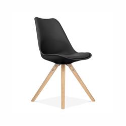 Ls-1000-blknat Viborg Mid Century Black Side Chair With Natural Wood Base