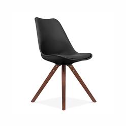 Ls-1000-blkwal Viborg Mid Century Black Side Chair With Walnut Wood Base